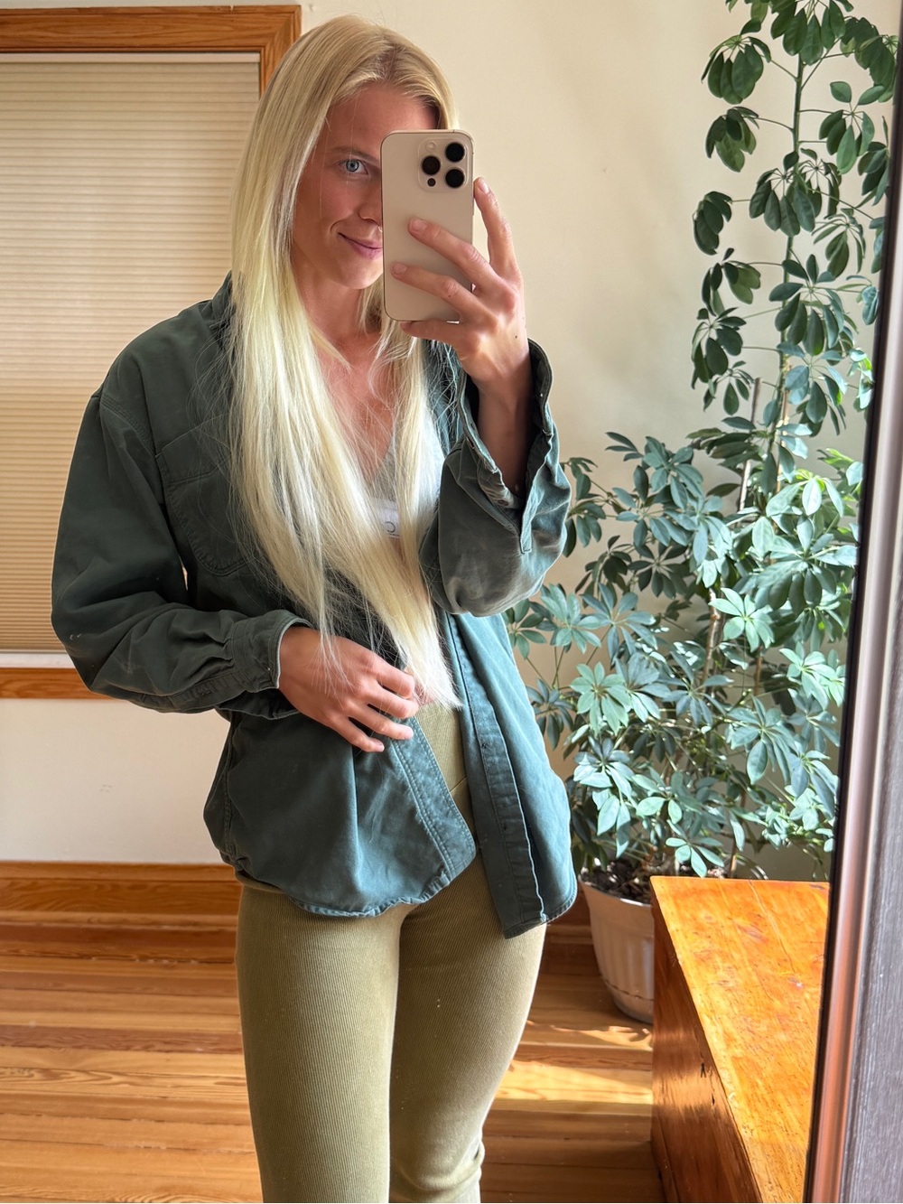 Woolrich green button up shirt